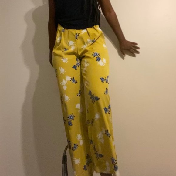 Pants - yellow floral pants